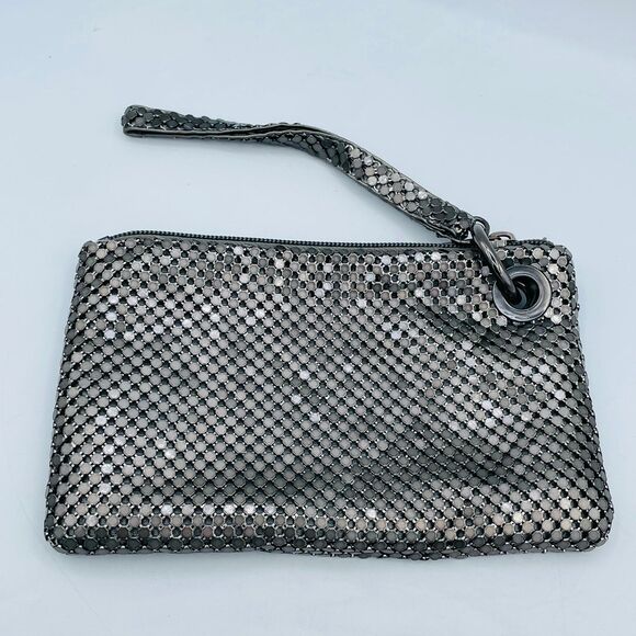 Metal Mesh Charcoal Clutch Wristlet Purse Cosmetic Phone Bag Prom Date Night - Picture 1 of 7
